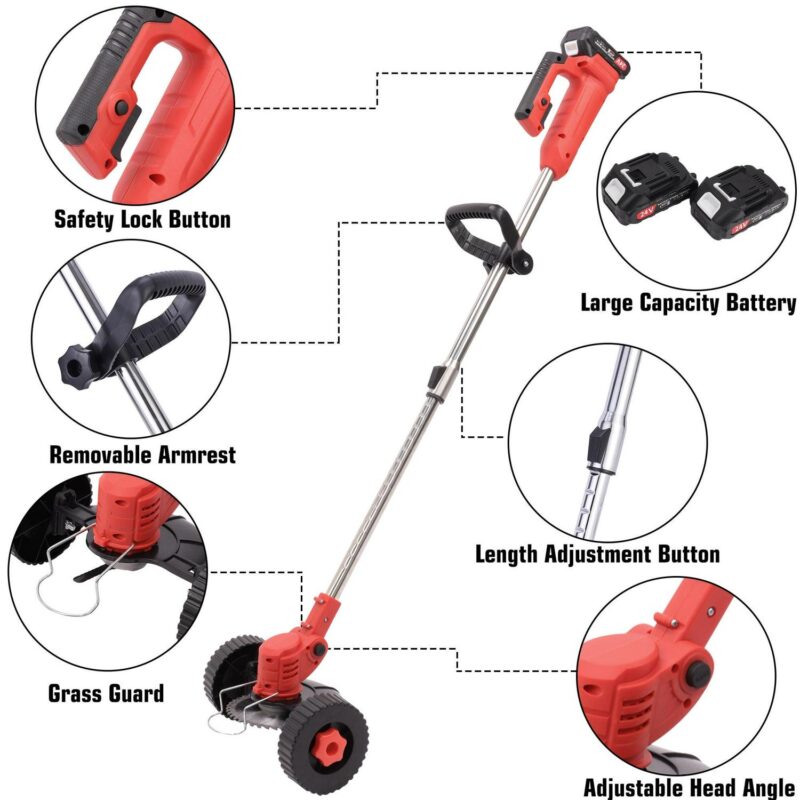 SAYFUT 800W Electric Weed Eater Lawn Edger Cordless Grass String Trimmer Cutter 24V - Image 6