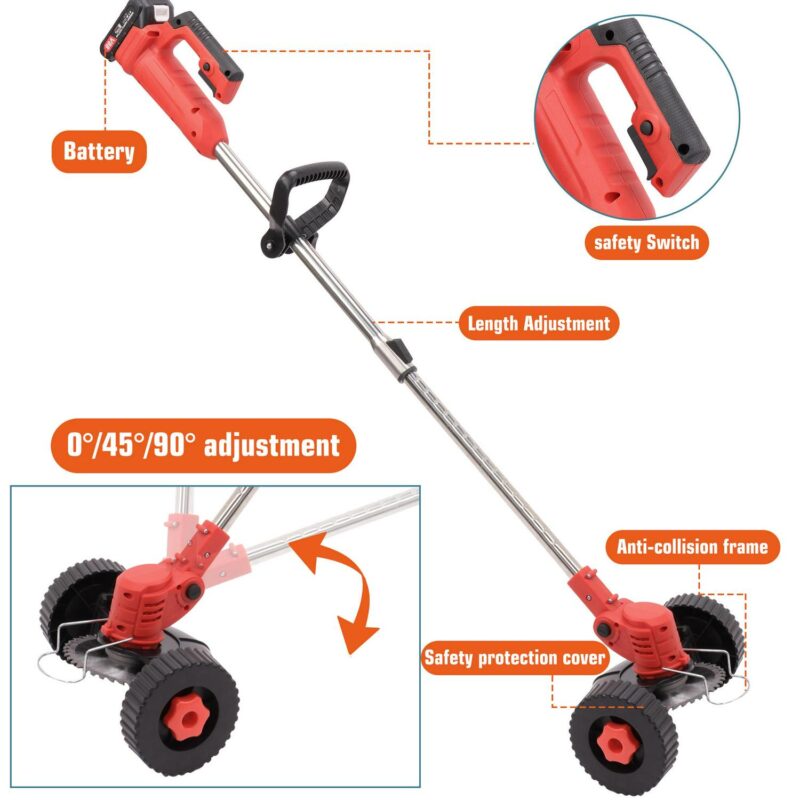 SAYFUT Cordless Electric Grass Trimmers, Electric Lawn Mower Handheld Portable Lightweight Trimmer Rechargeable Electric Mower Grass Cutter - Image 3