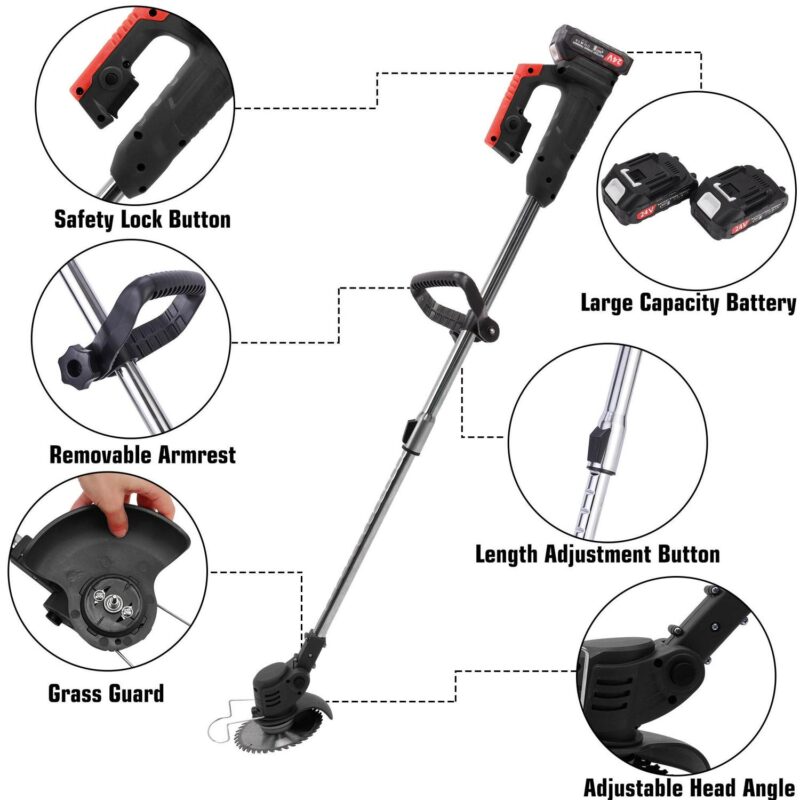 SAYFUT Cordless Electric Grass Trimmers, Electric Lawn Mower Handheld Portable Lightweight Trimmer Rechargeable Electric Mower Grass Cutter - Image 6