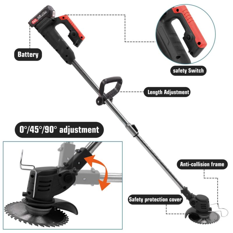 SAYFUT Cordless Electric Grass Trimmers, Electric Lawn Mower Handheld Portable Lightweight Trimmer Rechargeable Electric Mower Grass Cutter - Image 4