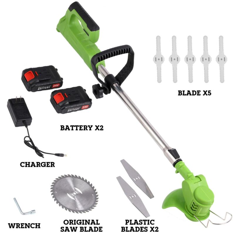 SAYFUT Electric Weed Lawn Eater Edger Grass String Trimmer Cutter 2 Battery 1 Charger Brush Cutter Blade - Image 6