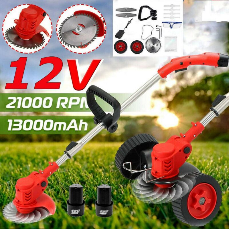 SAYFUT Electric Weed Lawn Eater Edger Grass String Trimmer Cutter 2 Battery 1 Charger Brush Cutter Blade