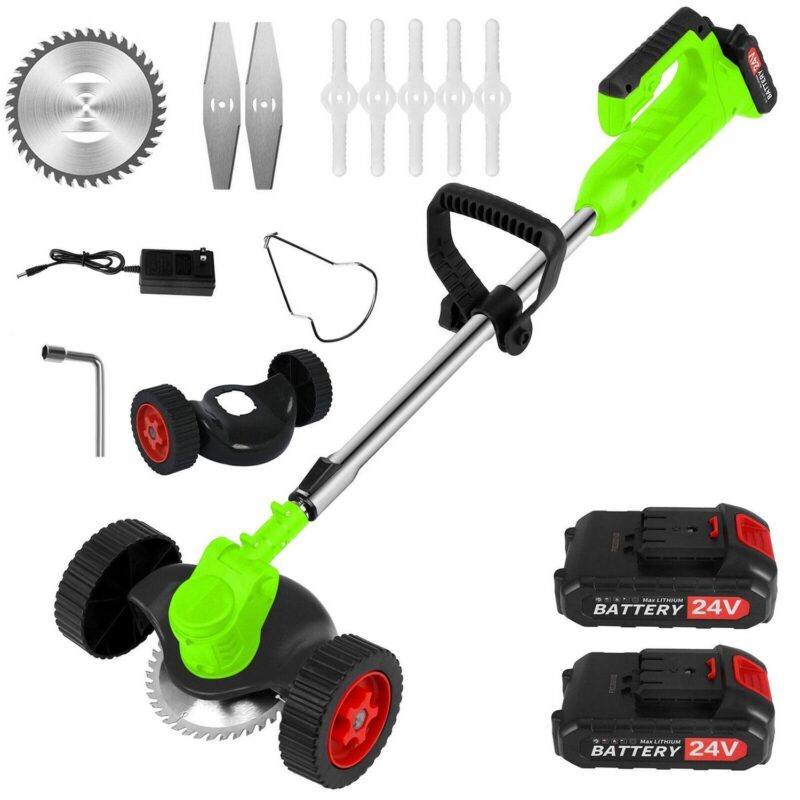 SAYFUT Electric Weed Lawn Edger Eater Cordless Grass String Trimmer Cutter and 2 Battery