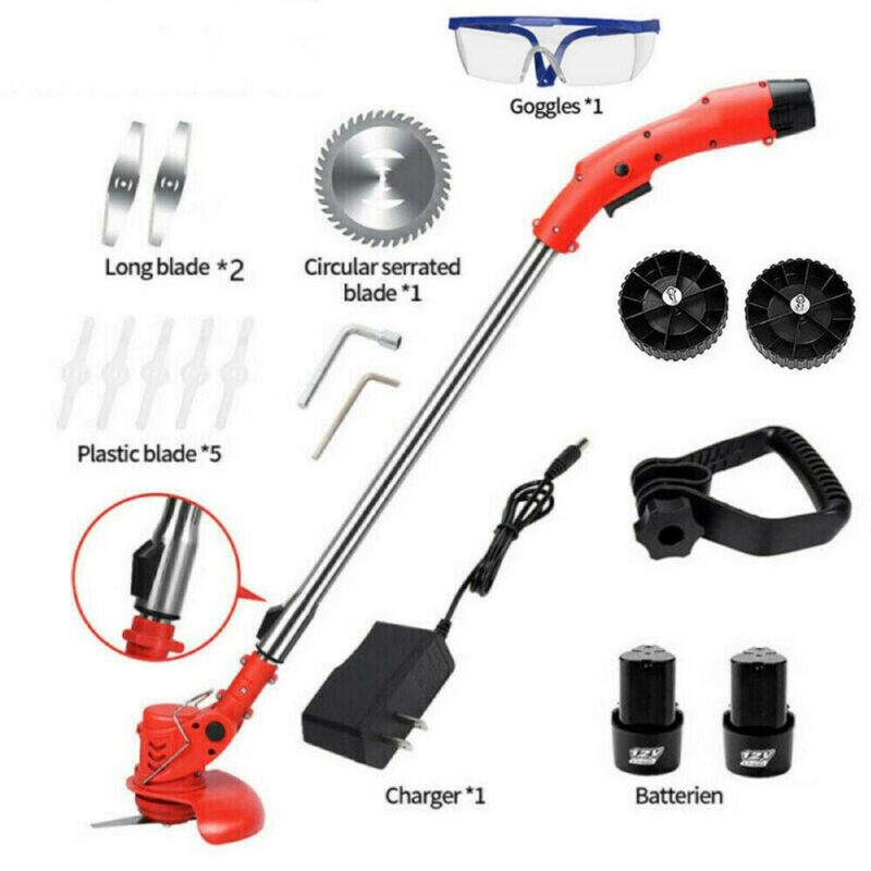 SAYFUT Electric Weed Lawn Eater Edger Grass String Trimmer Cutter 2 Battery 1 Charger Brush Cutter Blade - Image 8