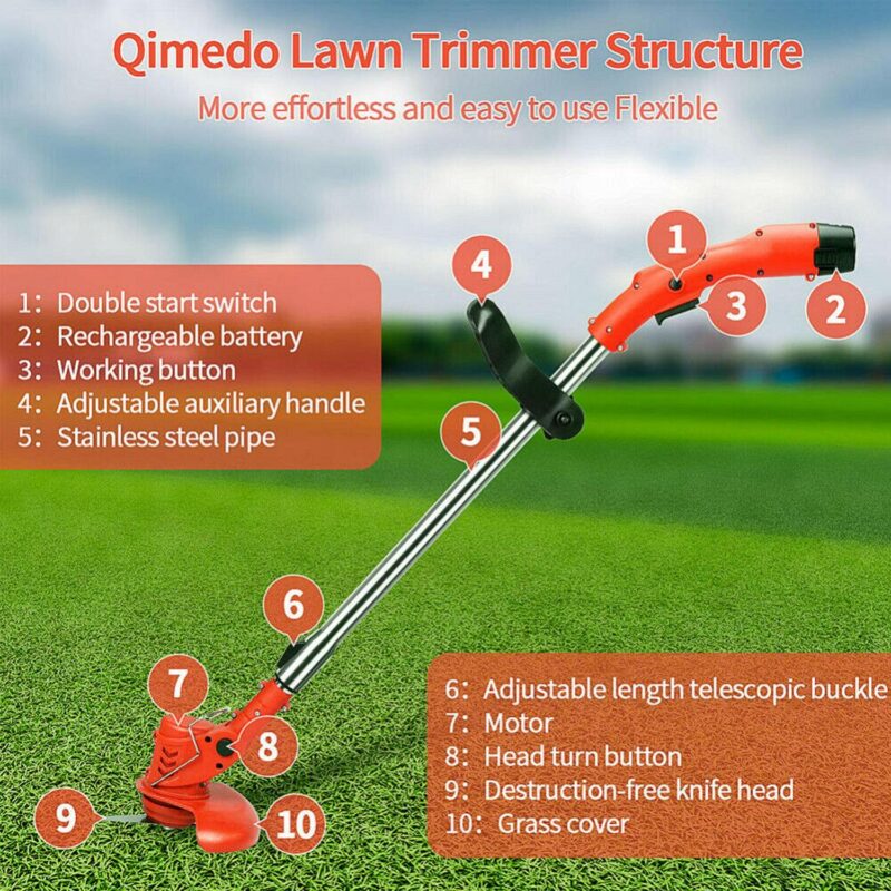 SAYFUT Electric Weed Lawn Eater Edger Grass String Trimmer Cutter 2 Battery 1 Charger Brush Cutter Blade - Image 7