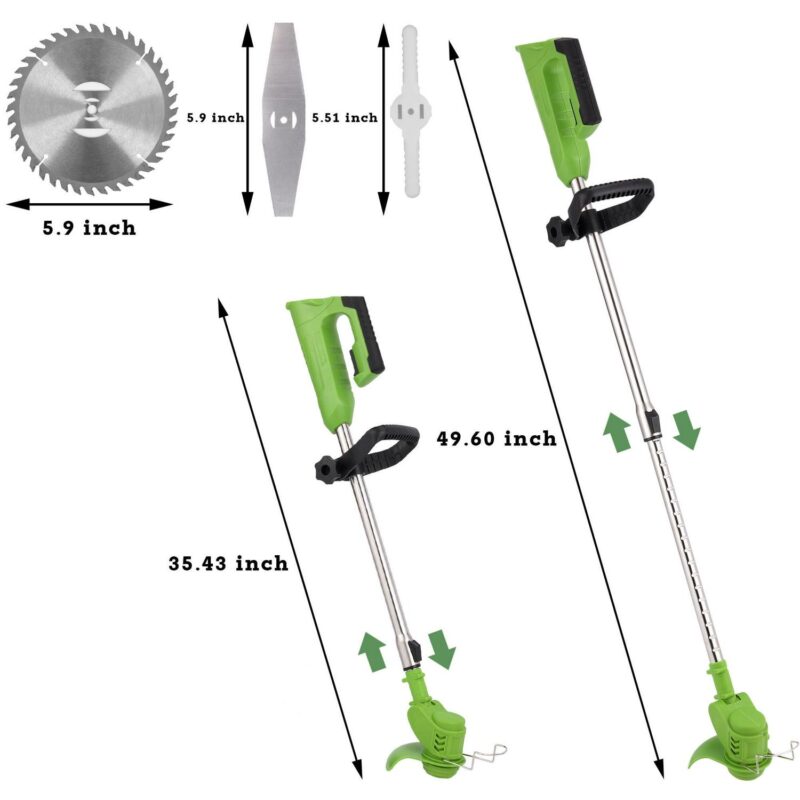 SAYFUT Electric Weed Lawn Eater Edger Grass String Trimmer Cutter 2 Battery 1 Charger Brush Cutter Blade - Image 2