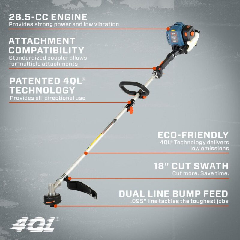 SENIX 17.7-Inch 31 cc 4-Cycle Gas Powered String Trimmer, Straight Shaft, Dual .095 Line and Bump Feed, GTS4QL-M2 - Image 8