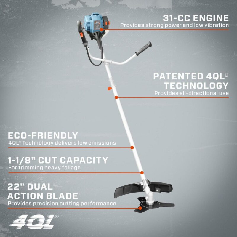 SENIX 31 cc 4-Cycle Gas Powered 10-in Brush Cutter/17.7-in Cutting Swatch, Bump Feed, GTBCU4QL-M - Image 7