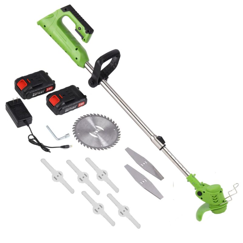 SHCKE 24V Electric Cordless Weed Eater Electric Grass String Trimmer Cordless Weed Eater Lawn Edger Weed Wacker Cutter for Garden and Yard, 2 Battery - Image 2