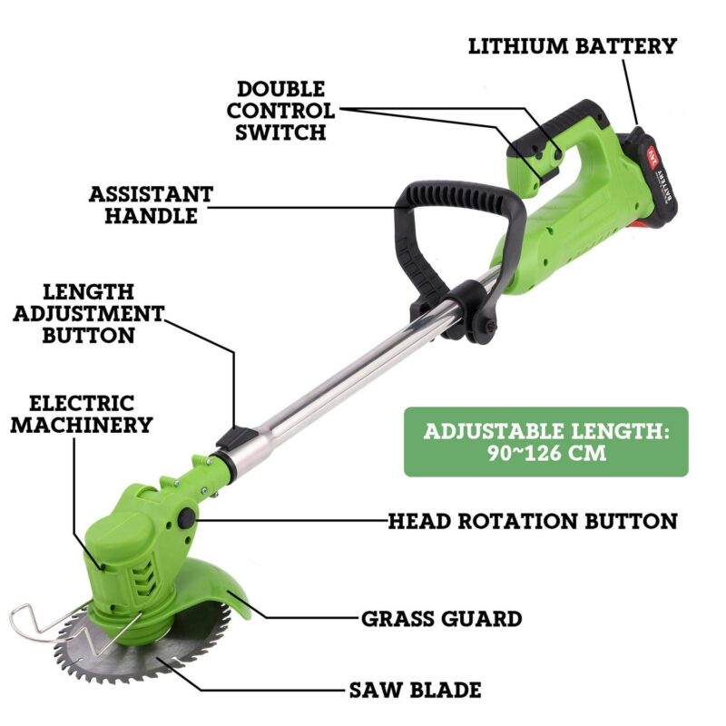 SHCKE 24V Electric Cordless Weed Eater Electric Grass String Trimmer Cordless Weed Eater Lawn Edger Weed Wacker Cutter for Garden and Yard, 2 Battery - Image 4