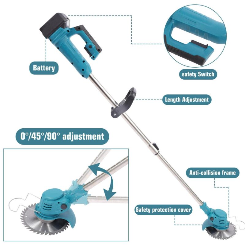SHCKE 24v Electric Weed Eater Cordless Weed Wacker Electric Cutter Stringless Weed Eater String Trimmer for Garden Yard Lawn Trimming/Pruning with 2 Batteries - Image 4