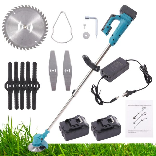 SHCKE 24v Electric Weed Eater Cordless Weed Wacker Electric Cutter Stringless Weed Eater String Trimmer for Garden Yard Lawn Trimming/Pruning with 2 Batteries