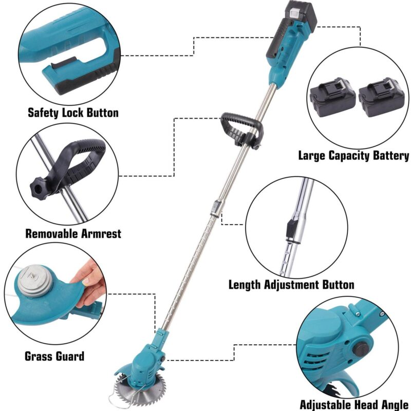 SHCKE 24v Electric Weed Eater Cordless Weed Wacker Electric Cutter Stringless Weed Eater String Trimmer for Garden Yard Lawn Trimming/Pruning with 2 Batteries - Image 6