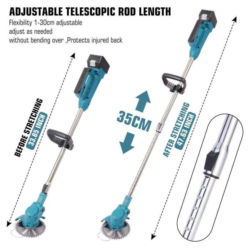 SHCKE 24v Electric Weed Eater Cordless Weed Wacker Electric Cutter Stringless Weed Eater String Trimmer for Garden Yard Lawn Trimming/Pruning with 2 Batteries - Image 2