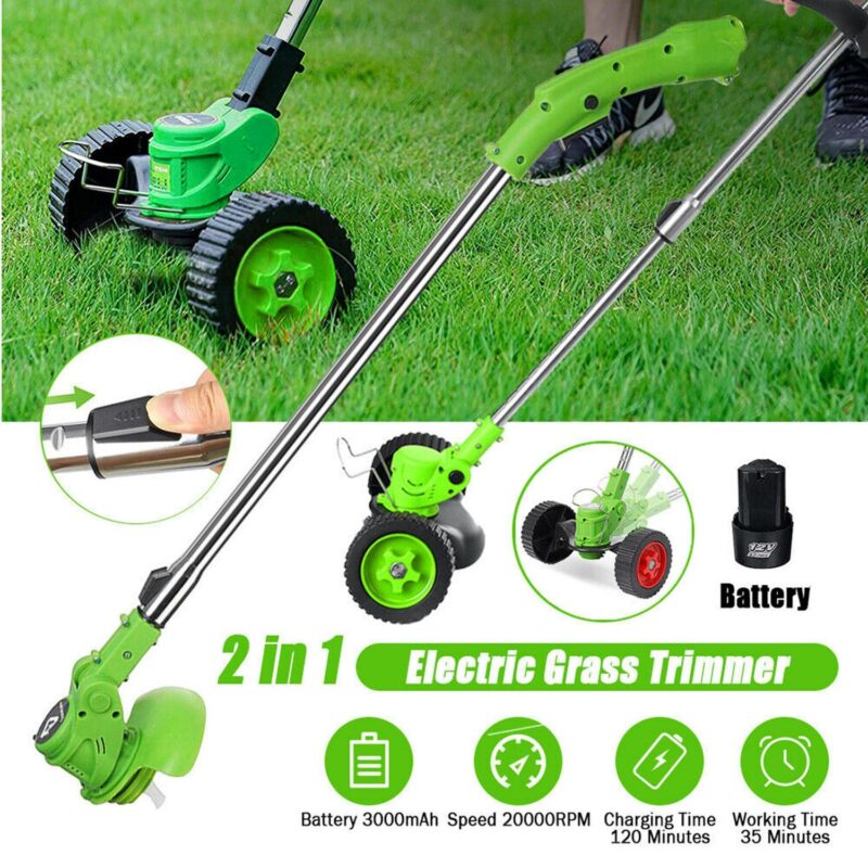 SHCKE Cordless Weed Eater 12V Electric Weed Wacker 3-in-1 Grass Trimmer Brush Cutter Edger Lawn Tool Lightweight Weed Whacker String Trimmer for Garden and Yard