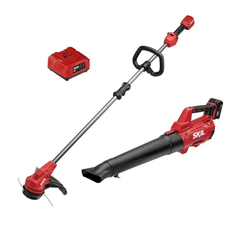 SKIL 20V Battery Powered Brushless 13  String Trimmer and Brushless Leaf Blower Combo Kit
