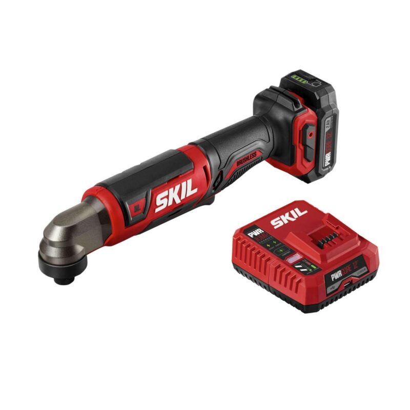 SKIL RI574502 12V Brushless 1/4'' Hex Right Angle Impact Driver Kit with 2.0Ah Battery and Charger