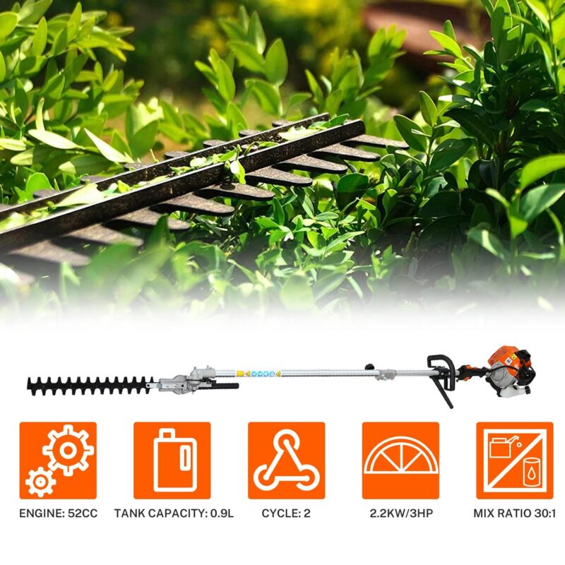 SYNGAR 4-in-1 Grass Trimmer Weed Eater Combos, 52CC 2-Cycle Full Crank Shaft Gas Powered Weed Eater with Gas Pole Saw, Hedge Trimmer and Brush Cutter, Grass Trimming Tool for Garden, Lawn Care, D8250 - Image 5