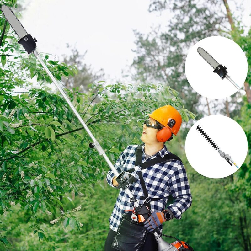 SYNGAR 4-in-1 Grass Trimmer Weed Eater Combos, 52CC 2-Cycle Full Crank Shaft Gas Powered Weed Eater with Gas Pole Saw, Hedge Trimmer and Brush Cutter, Grass Trimming Tool for Garden, Lawn Care, D8250 - Image 4