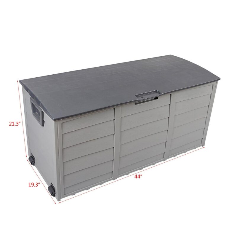 SYNGAR 75 Gallon Resin Deck Box, Patio Storage Chest on Wheels, Outdoor Waterproof Storage Cabinet, Backyard Storage Container for Patio Furniture Cushions, Kids' Toys, Garden Tools, Gray, D7236 - Image 10