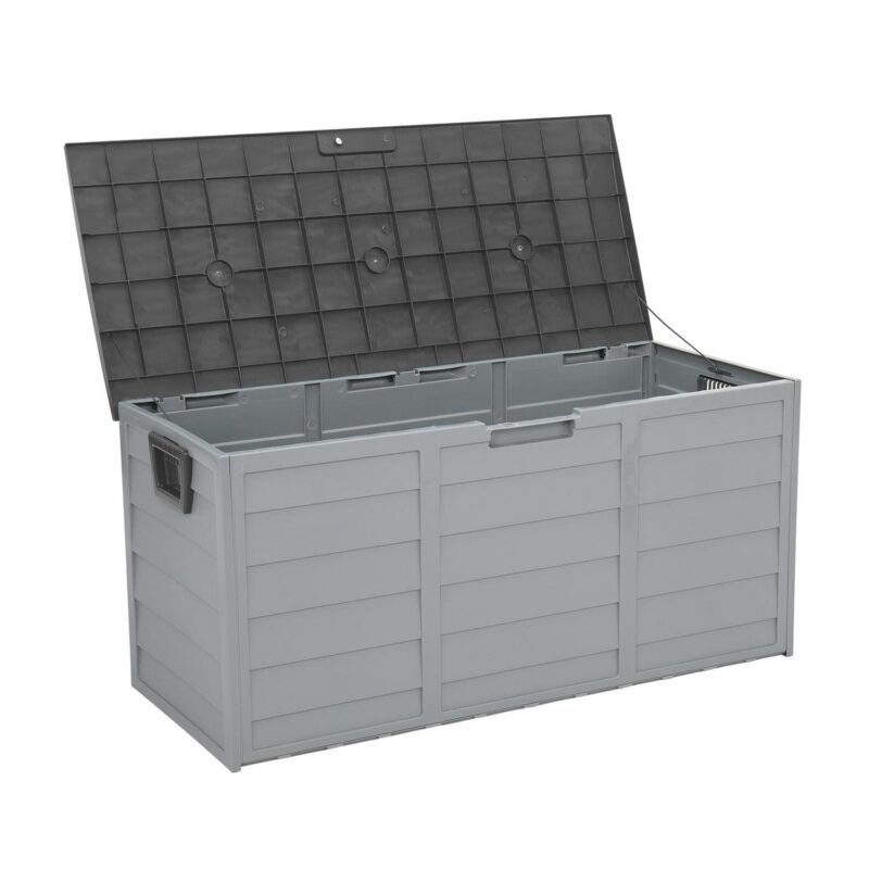 SYNGAR 75 Gallon Resin Deck Box, Patio Storage Chest on Wheels, Outdoor Waterproof Storage Cabinet, Backyard Storage Container for Patio Furniture Cushions, Kids' Toys, Garden Tools, Gray, D7236 - Image 9