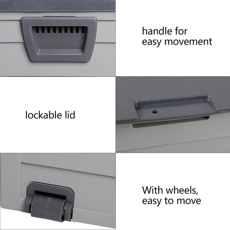SYNGAR 75 Gallon Resin Deck Box, Patio Storage Chest on Wheels, Outdoor Waterproof Storage Cabinet, Backyard Storage Container for Patio Furniture Cushions, Kids' Toys, Garden Tools, Gray, D7236 - Image 7