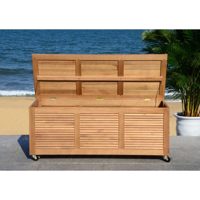Safavieh Elina Outdoor Nautical 47 Inch L Wood Cushion Box - Image 5