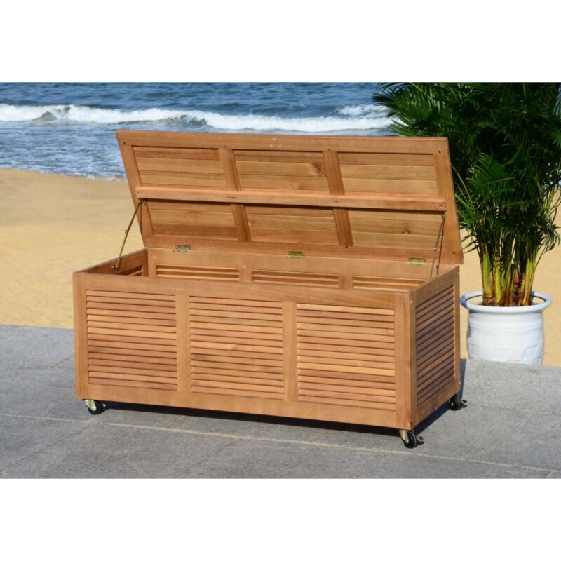 Safavieh Elina Outdoor Nautical 47 Inch L Wood Cushion Box - Image 2