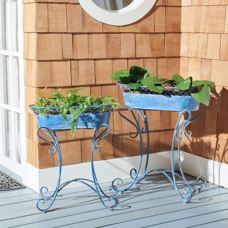 Safavieh Hendrick Outdoor Patio Planters - Antique Blue - Image 4