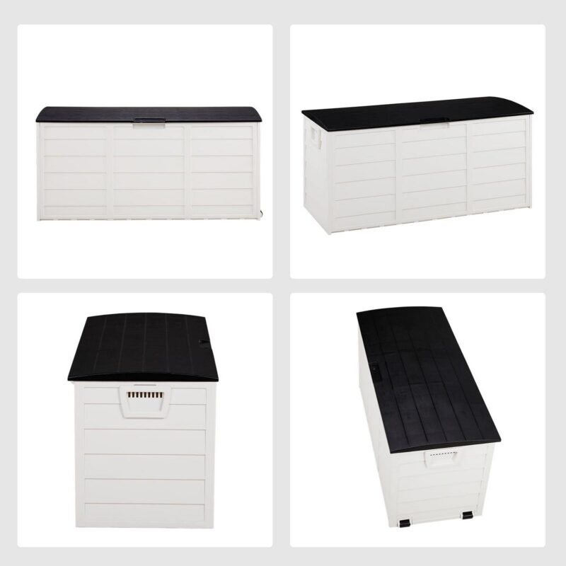 SalonMore 75gal 260L Outdoor Garden Plastic Storage Deck Box Backyard Lockable Seat White - Image 8