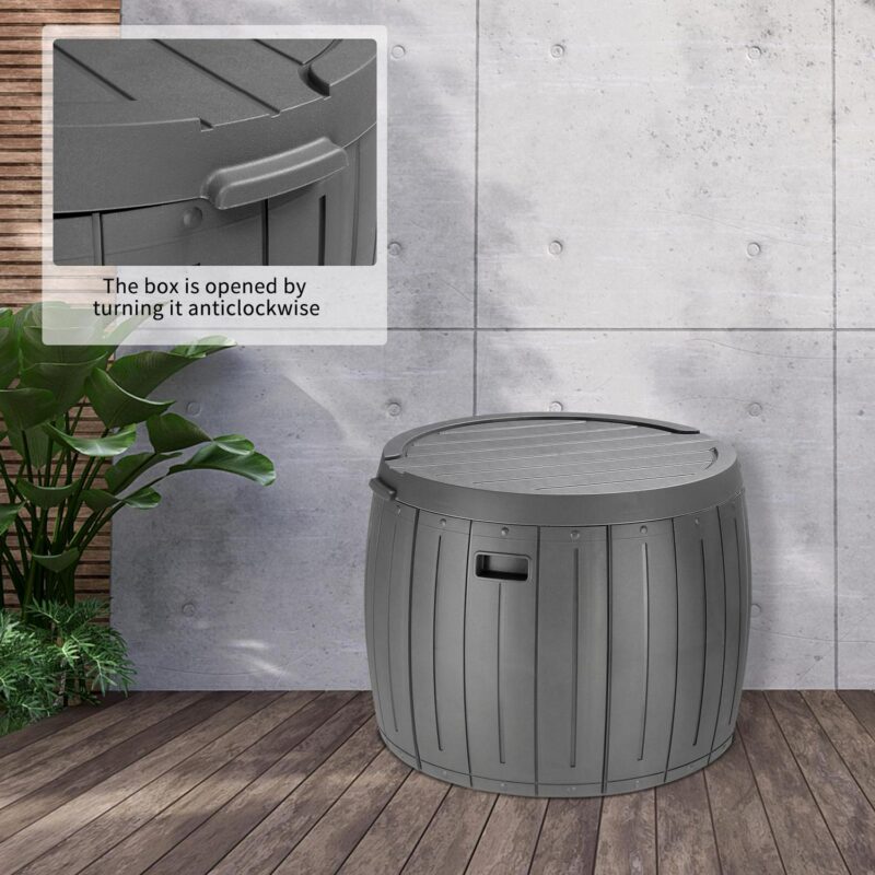 SalonMore Outdoor 36gal Garden Storage Deck Box Plastic Chest Tools Cushions Gray - Image 7