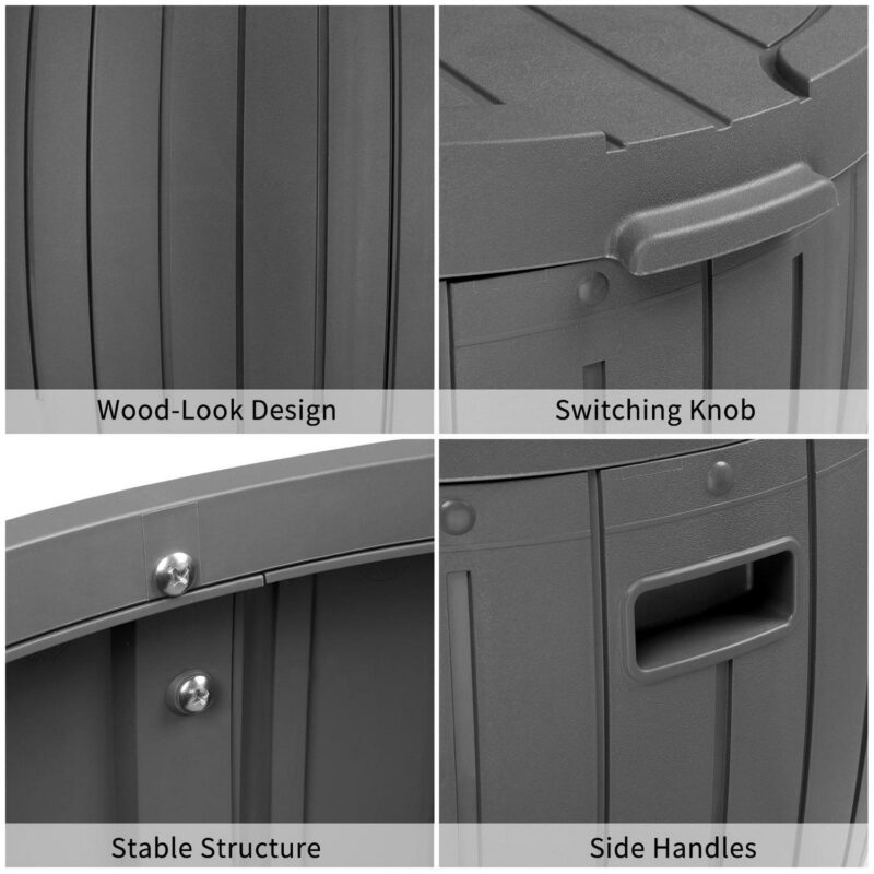 SalonMore Outdoor 36gal Garden Storage Deck Box Plastic Chest Tools Cushions Gray - Image 4