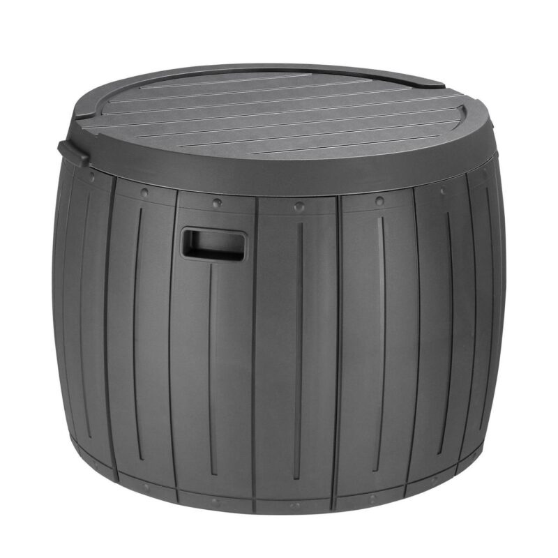 SalonMore Outdoor 36gal Garden Storage Deck Box Plastic Chest Tools Cushions Gray