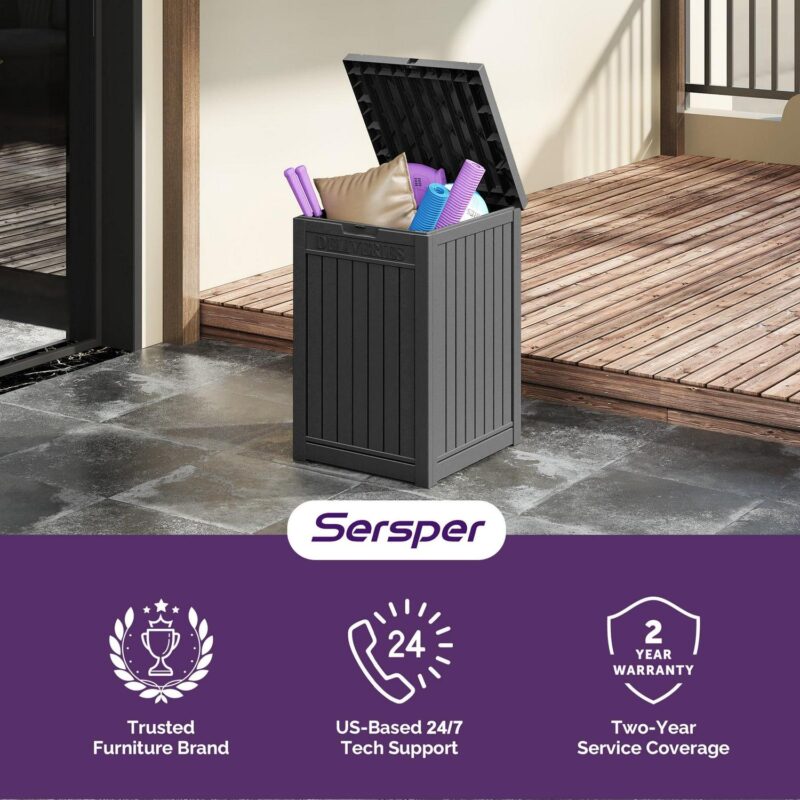 Sersper Deck Box 48 Gallon Gray, Waterproof Lockable Steel Outdoor Storage Box for for Patio Furniture, Pool Toys, Garden Tools and Outdoor Cushions - Image 5