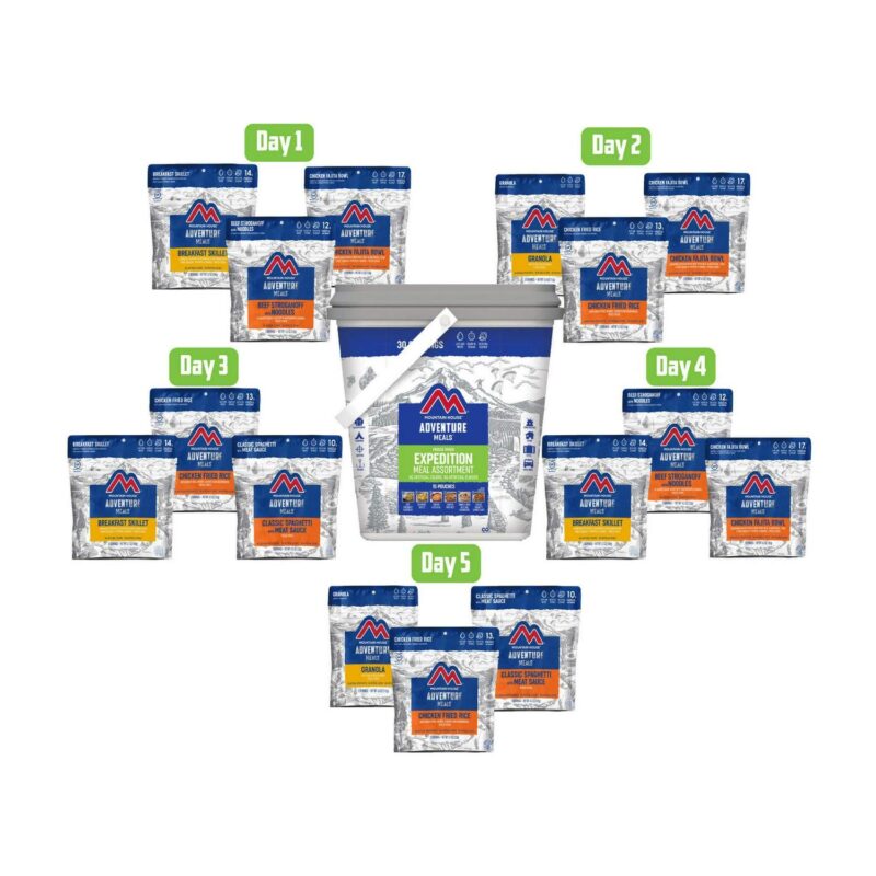 (Single Bucket) Mountain House Expedition Meal Assortment Bucket | 5 Day Meal Kit Freeze Dried Backpacking and Camping Food | 30 Servings | 30 Years Shelf Life - Image 2