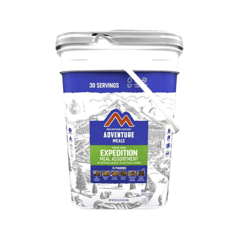 (Single Bucket) Mountain House Expedition Meal Assortment Bucket | 5 Day Meal Kit Freeze Dried Backpacking and Camping Food | 30 Servings | 30 Years Shelf Life