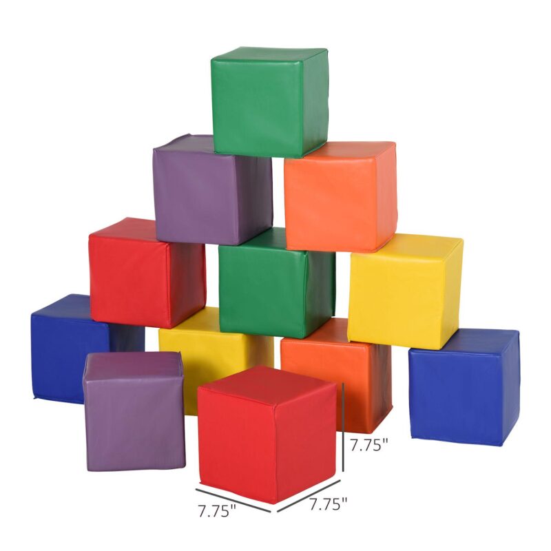 Soozier 12 Piece Soft Play Blocks Soft Foam Toy Building and Stacking Blocks Compliant Learning Toys for Toddler Baby Kids Preschool - Image 3