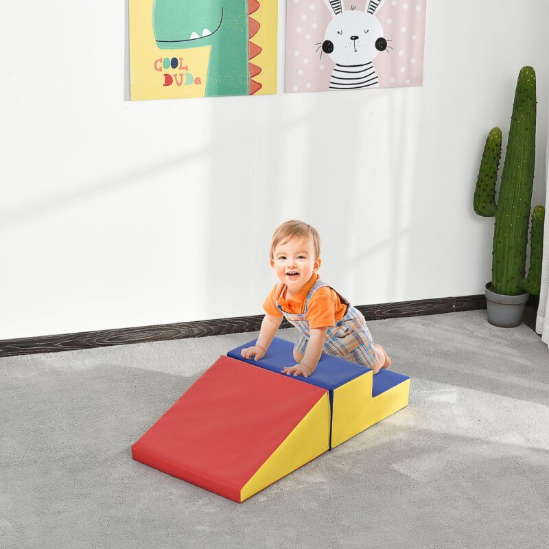 Soozier 2 Piece Climb and Crawl Activity Play Set Soft Secure Foam Playset for Toddler Preschooler Indoor Play Equipment Baby Learning Toys Multicolor - Image 4