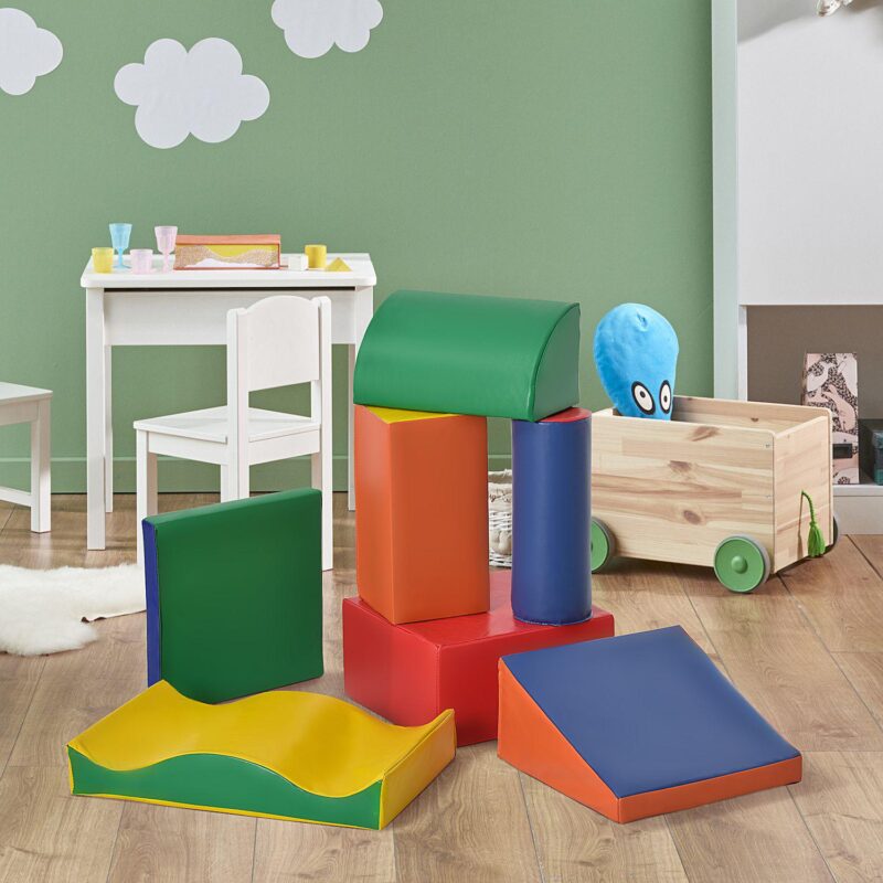 Soozier 7 Piece Soft Play Blocks Kids Climb and Crawl Gym Toy Foam Building and Stacking Blocks Non Toxic Learning Play Set Educational Software Activity Toy Brick Baby Soft Climbing Block - Image 3