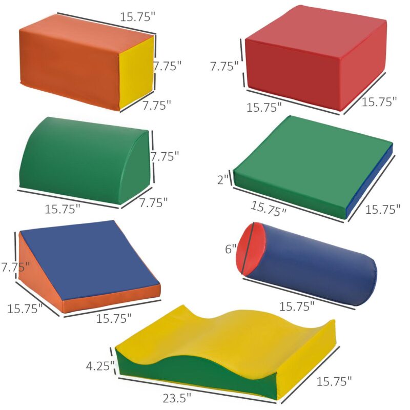 Soozier 7 Piece Soft Play Blocks Kids Climb and Crawl Gym Toy Foam Building and Stacking Blocks Non Toxic Learning Play Set Educational Software Activity Toy Brick Baby Soft Climbing Block - Image 4