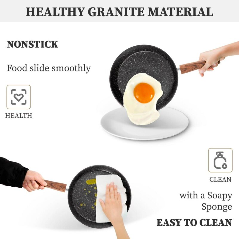 Sophia and William 30 Pieces Cookware and Bakeware Set Safe Granite Non-stick Aluminum Pots and Pans, Black - Image 3