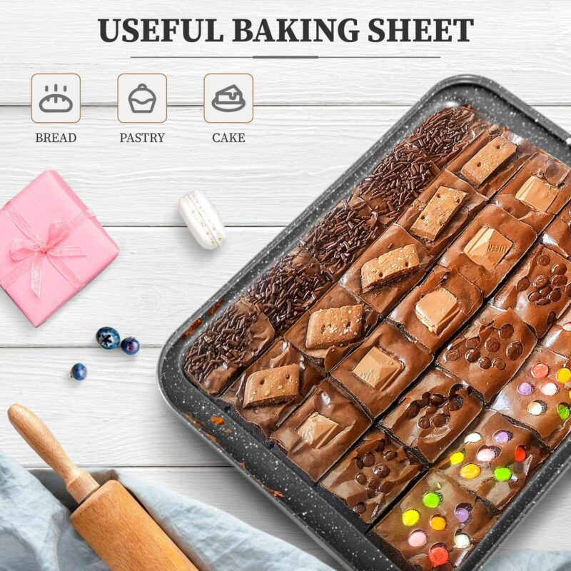 Sophia and William 30 Pieces Cookware and Bakeware Set Safe Granite Non-stick Aluminum Pots and Pans, Black - Image 8