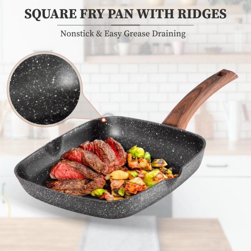 Sophia and William 30 Pieces Cookware and Bakeware Set Safe Granite Non-stick Aluminum Pots and Pans, Black - Image 10