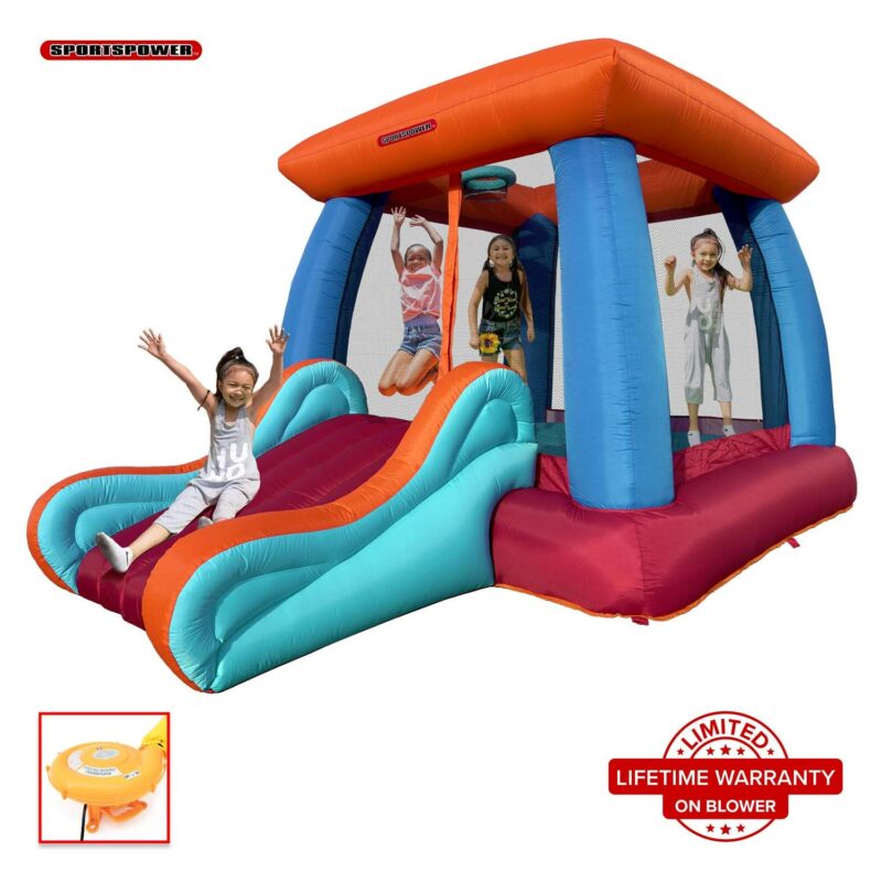 Sportspower 12' x 9' My First Inflatable with Slide and Hoop and with Lifetime Warranty on Heavy Duty Blower
