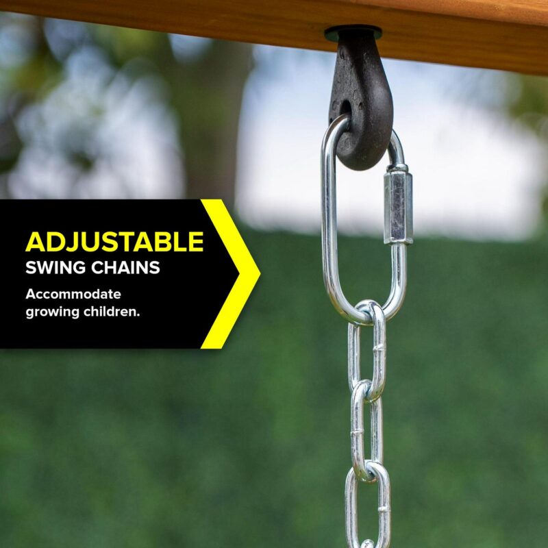 Sportspower Addison Wooden Swing Set with Heavy Duty Double A-Frame and Lifetime Warranty on Blow Molded Slide - Image 7