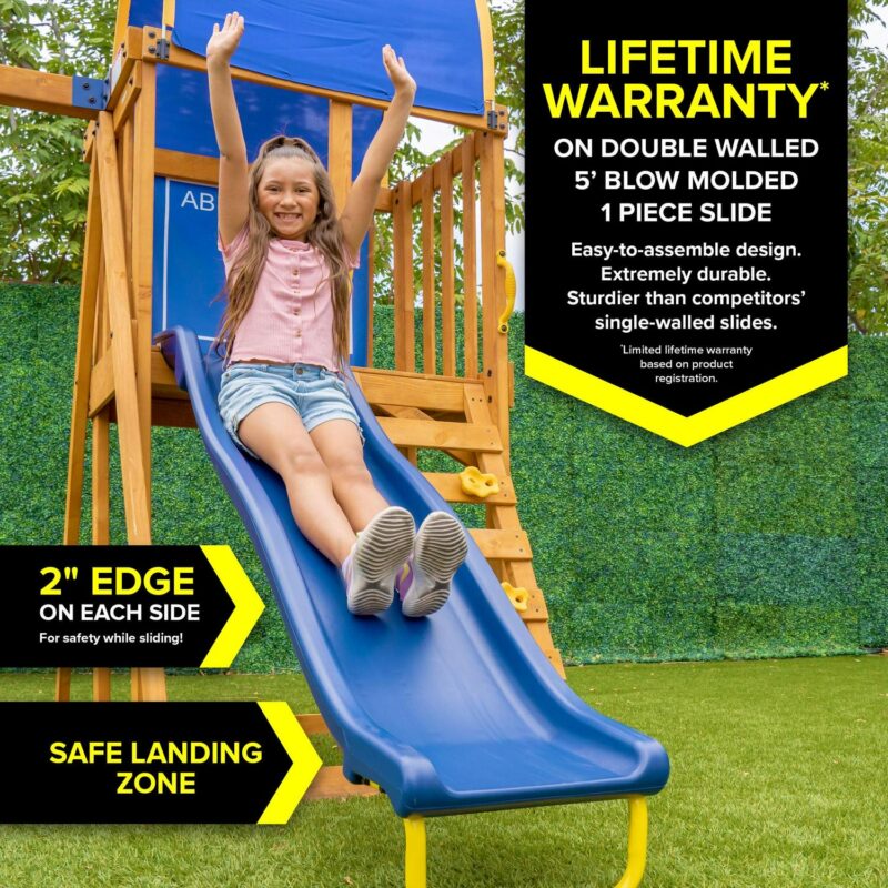 Sportspower Addison Wooden Swing Set with Heavy Duty Double A-Frame and Lifetime Warranty on Blow Molded Slide - Image 3