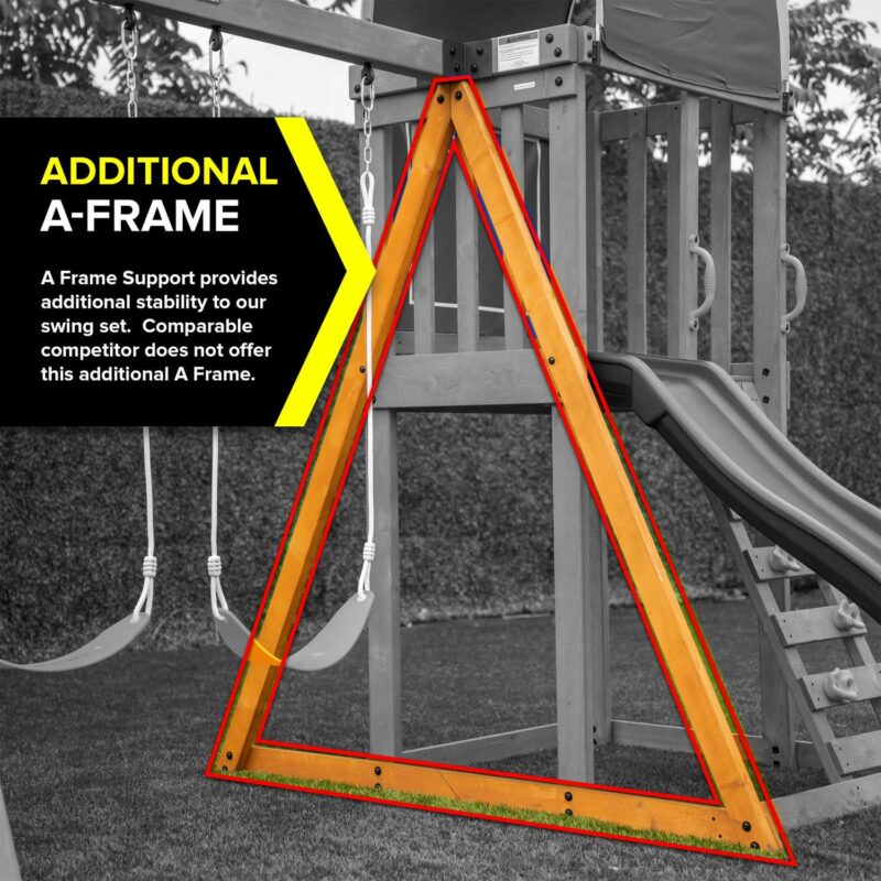Sportspower Addison Wooden Swing Set with Heavy Duty Double A-Frame and Lifetime Warranty on Blow Molded Slide - Image 2