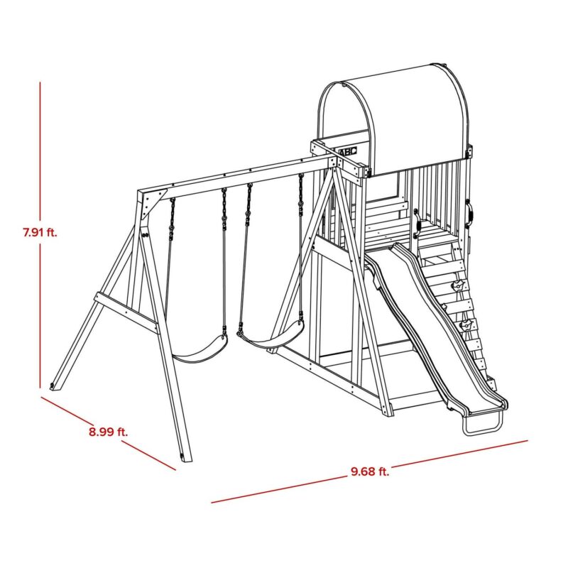 Sportspower Addison Wooden Swing Set with Heavy Duty Double A-Frame and Lifetime Warranty on Blow Molded Slide - Image 10