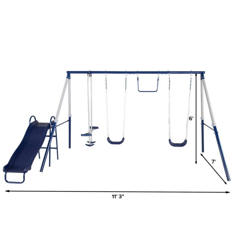 Sportspower Arcadia Metal Swing Set with Trapeze, 2 Person Glider Swing, and 5' Double Wall Slide with Lifetime Warranty - Image 7