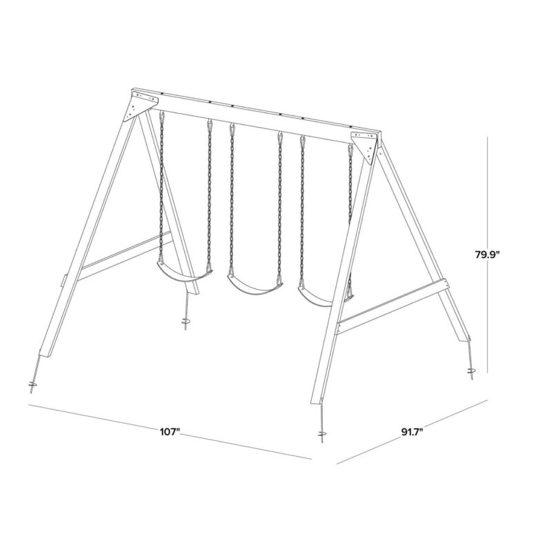 Sportspower Brooklyn Wooden Swing Set with 3 Swings - Image 6